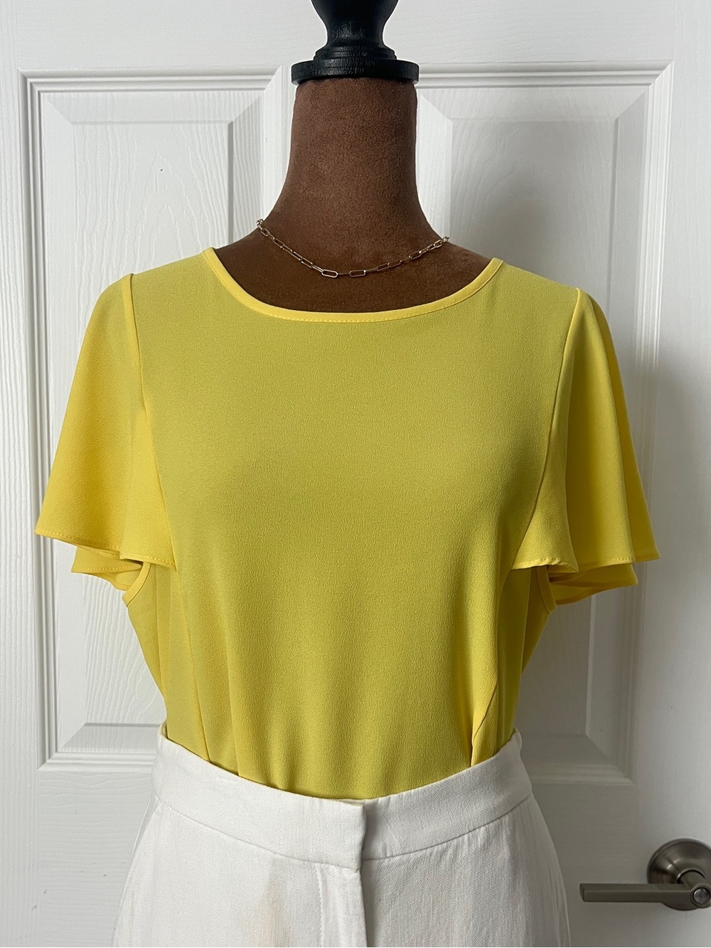 Gianni Bini Yellow Ruffle Sleeve Blouse